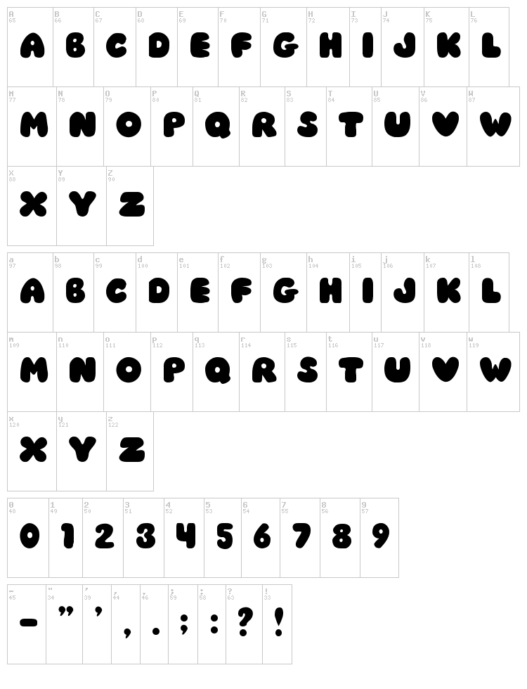 JI Chubby / Chunky Caps font map
